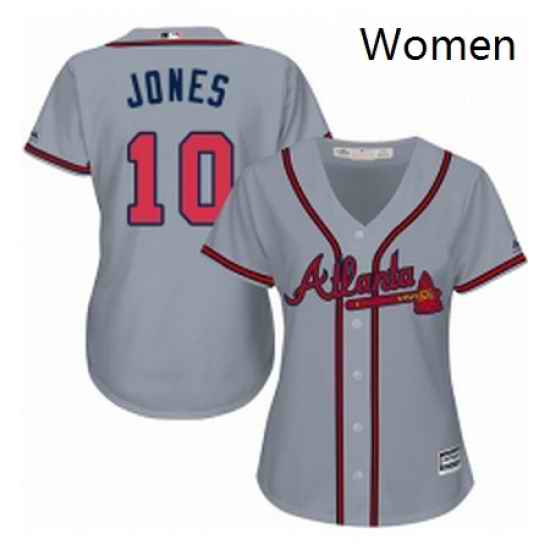 Womens Majestic Atlanta Braves 10 Chipper Jones Authentic Grey Road Cool Base MLB Jersey